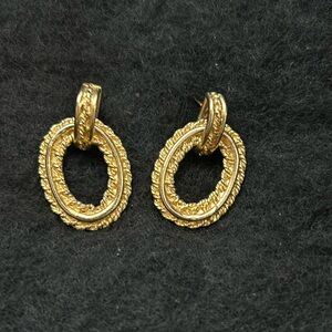 Gold Tone Dangled Hoop Earrings